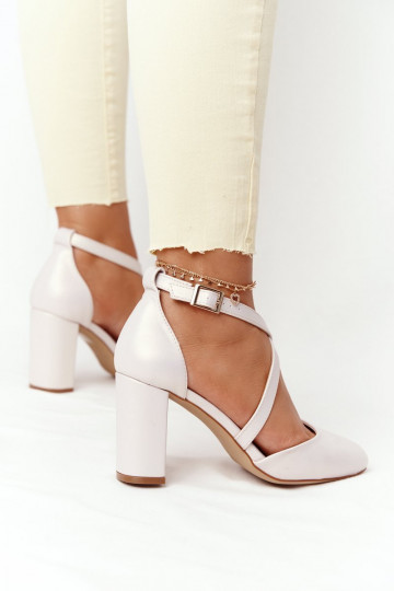 Pearl Pumps On A Block Heel Sergio Leone SK863 Beige 2