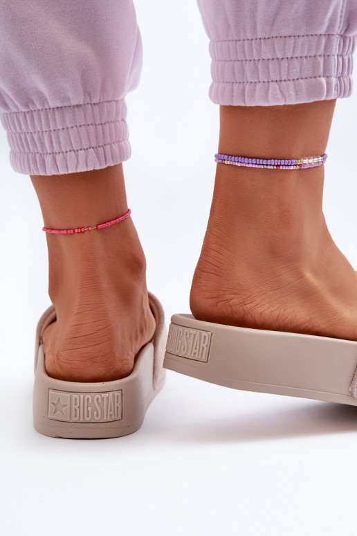 Damskie Klapki Na Platformie Zamszowe Big Star NN274A671 Beżowe