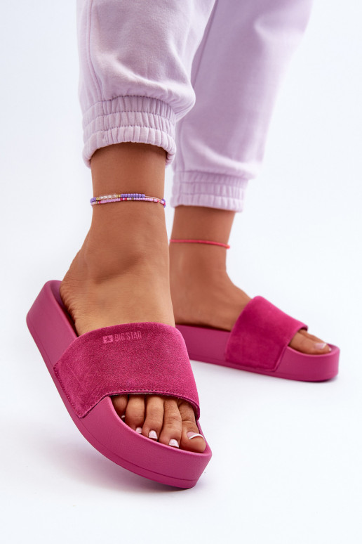 Women's Platform Suede Slippers Big Star NN274A672 Fuchsia