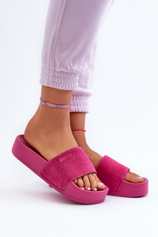 Women's Platform Suede Slippers Big Star NN274A672 Fuchsia