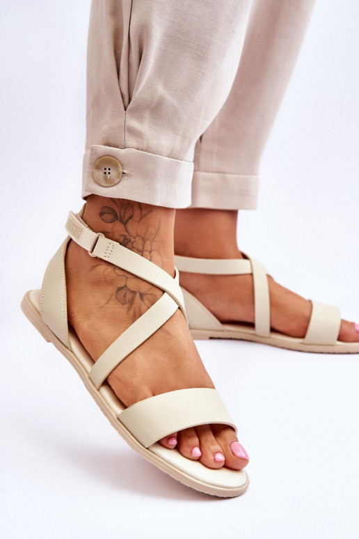 Leather Ankle Sandals Big Star  Beige