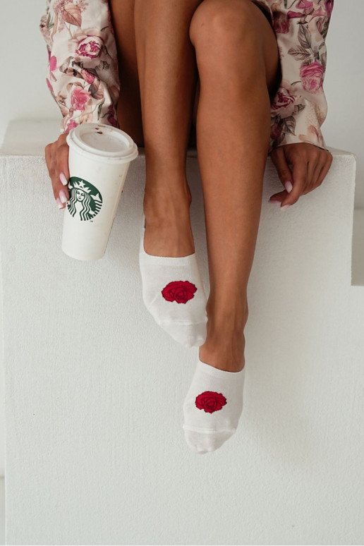Skarpetki Microstopki Damskie Bawełniane Róża Ecru Skarpetki Microstopki Damskie Bawełniane Róża Ecru