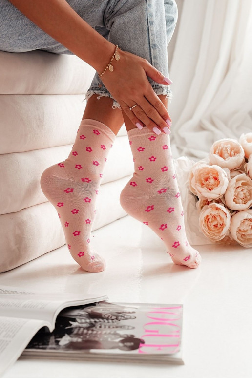 Women's Socks With Small Flowers Peach Women's Socks With Small Flowers Peach