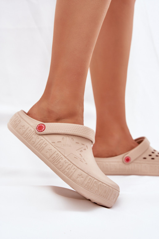 Damskie Lekkie Klapki Big Star II275012 Beżowe