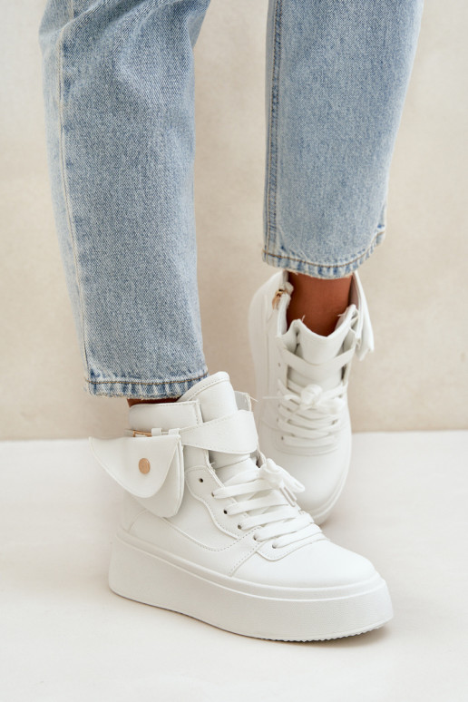 High sneakers with pouch on platform white Saramis High sneakers with pouch on platform white Saramis