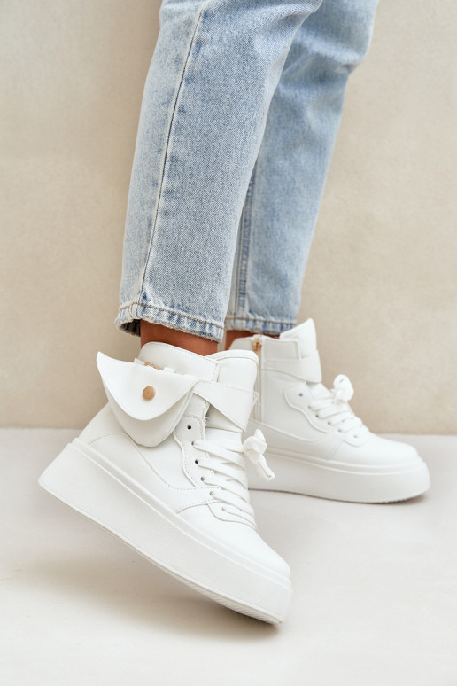 High sneakers with pouch on platform white Saramis High sneakers with pouch on platform white Saramis