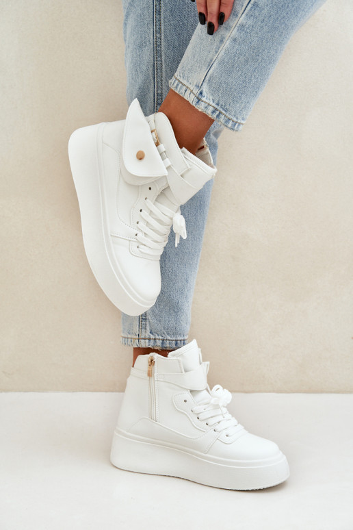 High sneakers with pouch on platform white Saramis High sneakers with pouch on platform white Saramis