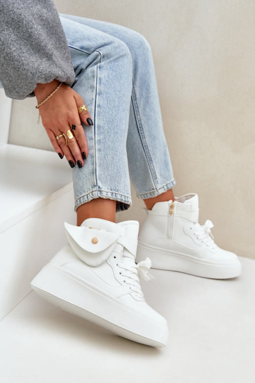 High sneakers with pouch on platform white Saramis High sneakers with pouch on platform white Saramis