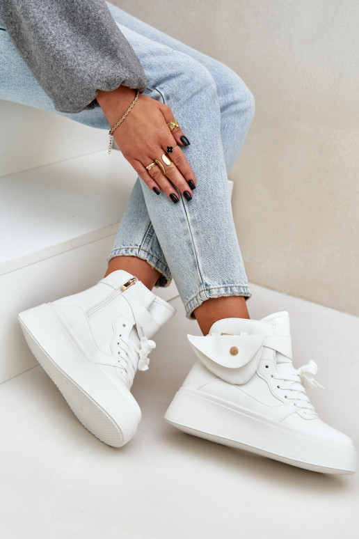 High sneakers with pouch on platform white Saramis High sneakers with pouch on platform white Saramis