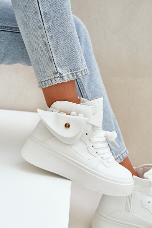 High sneakers with pouch on platform white Saramis High sneakers with pouch on platform white Saramis