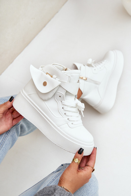 High sneakers with pouch on platform white Saramis High sneakers with pouch on platform white Saramis