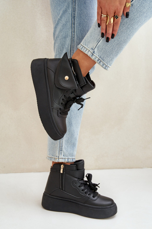 High Sneakers With Pouch On Platform Black Saramis High Sneakers With Pouch On Platform Black Saramis
