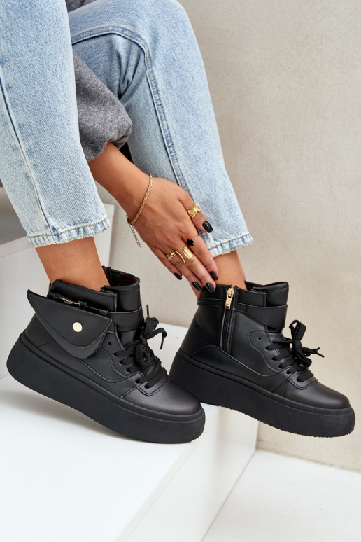 High Sneakers With Pouch On Platform Black Saramis High Sneakers With Pouch On Platform Black Saramis