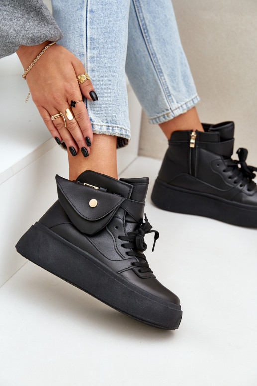 High Sneakers With Pouch On Platform Black Saramis High Sneakers With Pouch On Platform Black Saramis