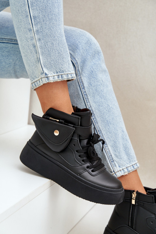 High Sneakers With Pouch On Platform Black Saramis High Sneakers With Pouch On Platform Black Saramis