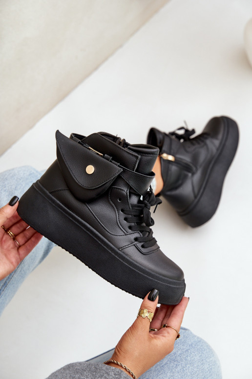 High Sneakers With Pouch On Platform Black Saramis High Sneakers With Pouch On Platform Black Saramis