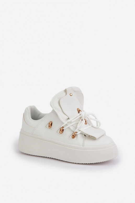 Sneakersy Damskie Na Platformie Białe Dolistana