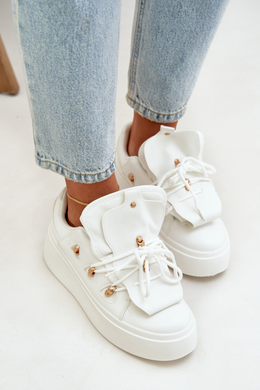 Sneakersy Damskie Na Platformie Białe Dolistana