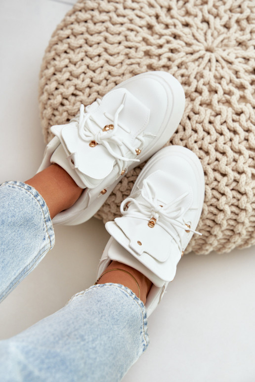 Sneakersy Damskie Na Platformie Białe Dolistana