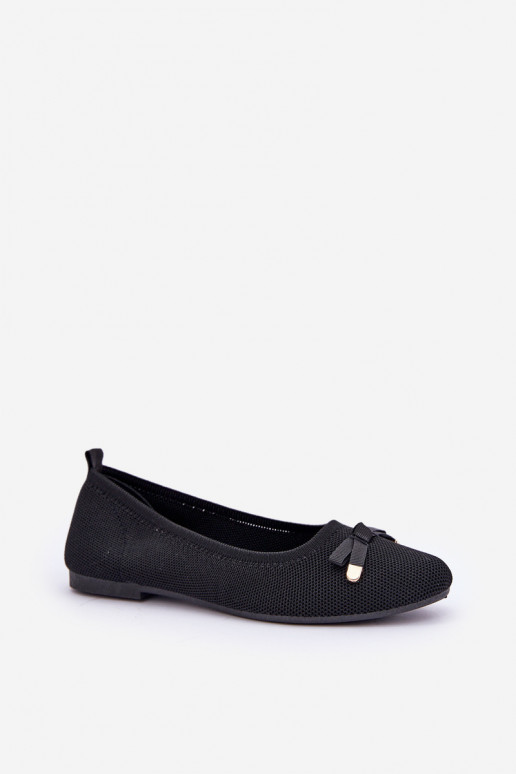 Mesh Ballet Flats With Bow Black Bianila Mesh Ballet Flats With Bow Black Bianila