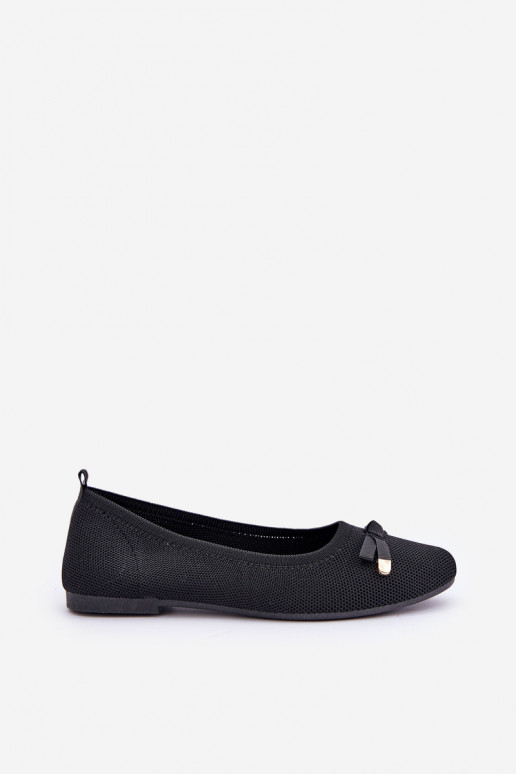 Mesh Ballet Flats With Bow Black Bianila Mesh Ballet Flats With Bow Black Bianila