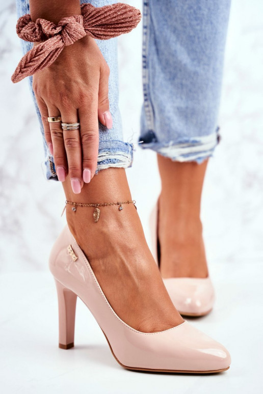 Women's Sergio Leone Varnished Stiletto Beige Campbell pumps