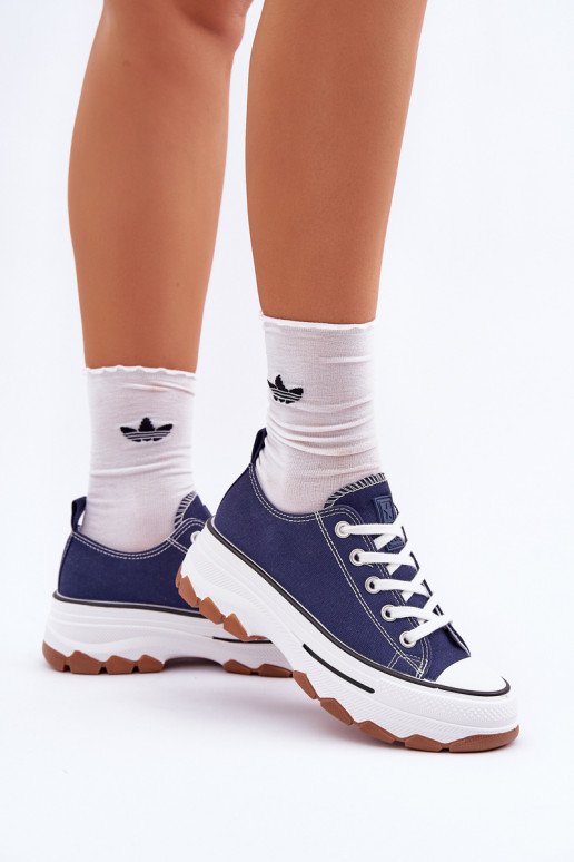 Low Women's Sneakers On Platform Navy Aradwin Low Women's Sneakers On Platform Navy Aradwin