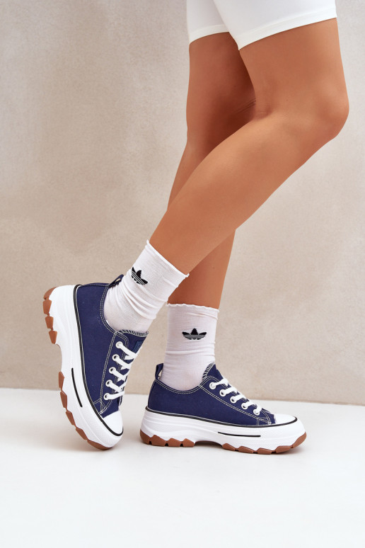 Low Women's Sneakers On Platform Navy Aradwin Low Women's Sneakers On Platform Navy Aradwin