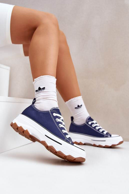 Low Women's Sneakers On Platform Navy Aradwin Low Women's Sneakers On Platform Navy Aradwin