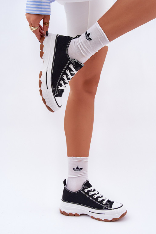 Low Women's Sneakers On Platform Black Aradwin Low Women's Sneakers On Platform Black Aradwin