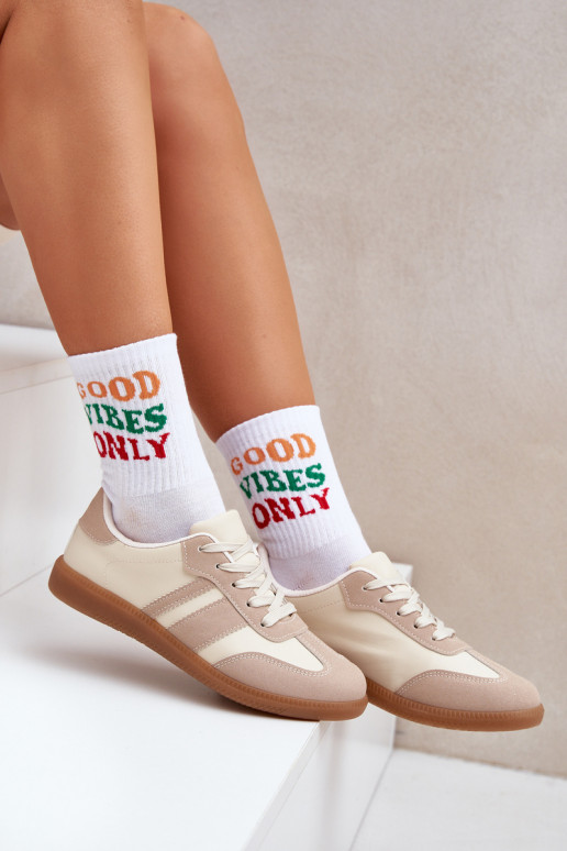 Low Women's Sneakers Made Of Eco Leather Beige Nonalorin