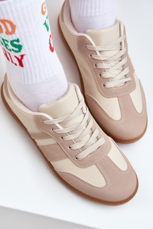 Low Women's Sneakers Made Of Eco Leather Beige Nonalorin