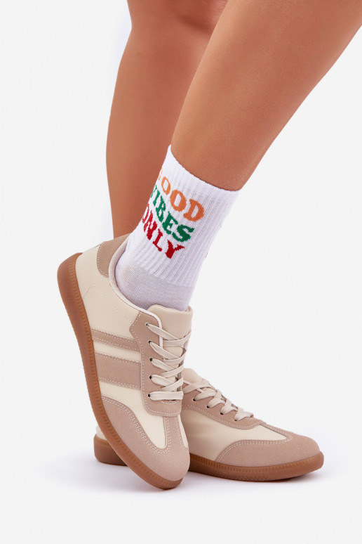 Low Women's Sneakers Made Of Eco Leather Beige Nonalorin