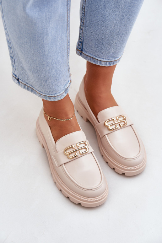 Women's Loafers With Gold Detail Beige Trionna