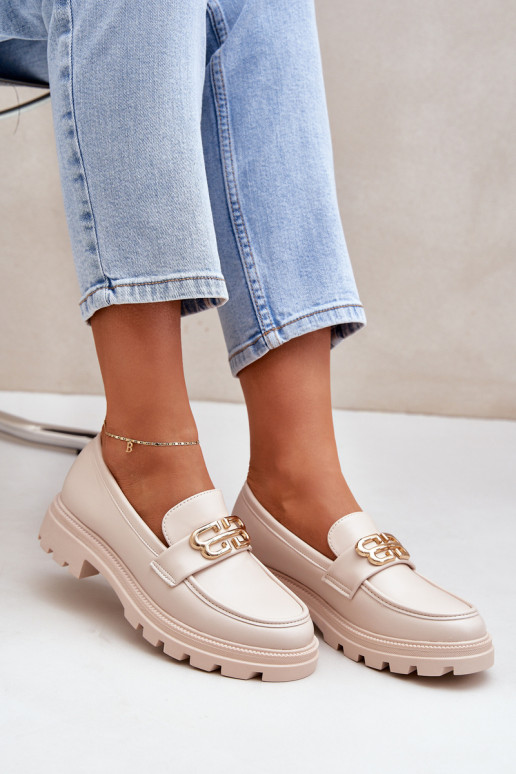 Women's Loafers With Gold Detail Beige Trionna