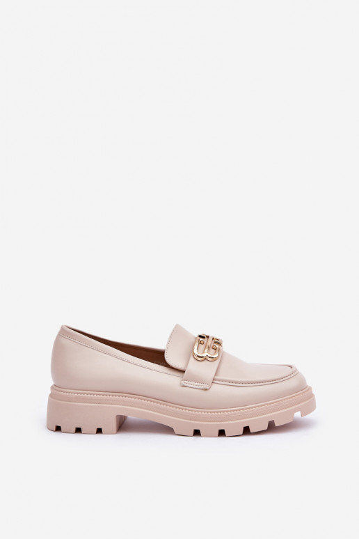 Women's Loafers With Gold Detail Beige Trionna