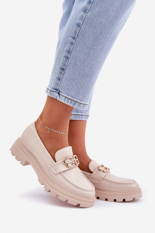 Women's Loafers With Gold Detail Beige Trionna