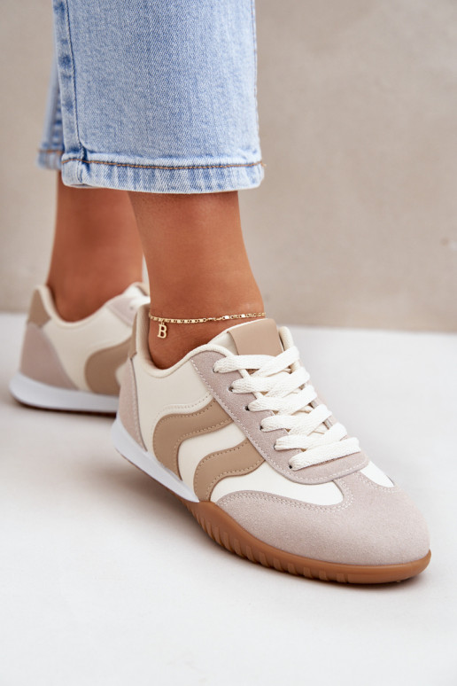 Classic Women's Sneakers Made Of Eco Leather Beige Maretina