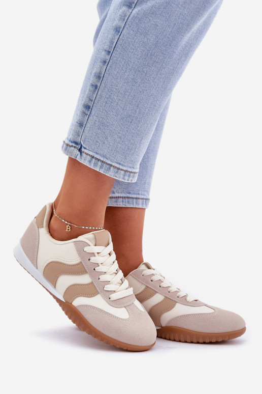 Classic Women's Sneakers Made Of Eco Leather Beige Maretina