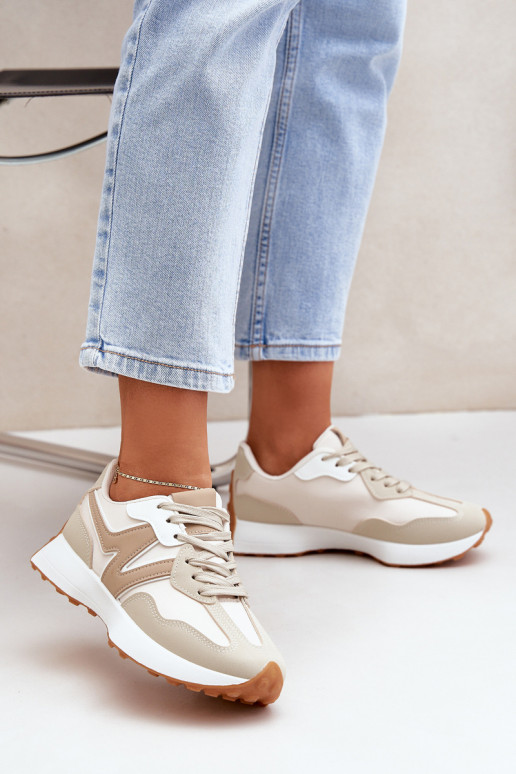 Buty Sportowe Sneakersy Damskie Beżowe Britma Buty Sportowe Sneakersy Damskie Beżowe Britma