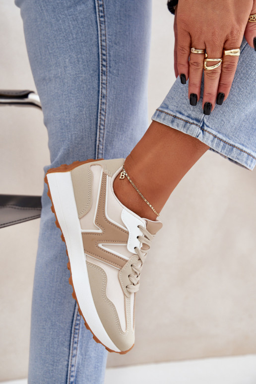 Buty Sportowe Sneakersy Damskie Beżowe Britma Buty Sportowe Sneakersy Damskie Beżowe Britma