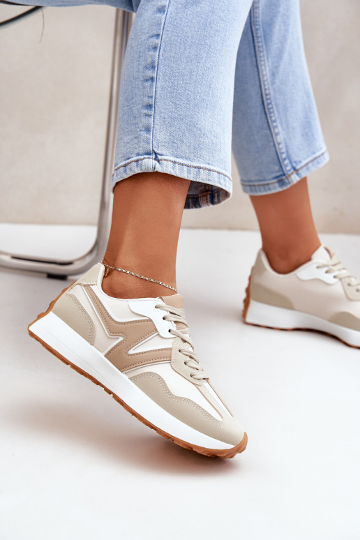Buty Sportowe Sneakersy Damskie Beżowe Britma Buty Sportowe Sneakersy Damskie Beżowe Britma