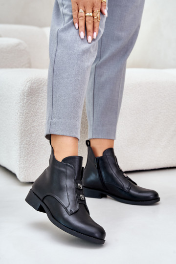 Women's insulated eco leather heeled boots S.Barski  in black 2