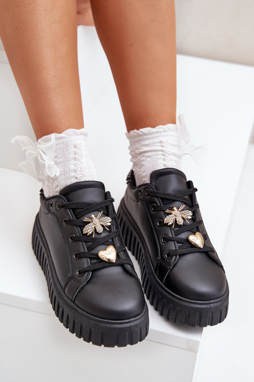 Women's Sneakers With Flowers Black Grelesi