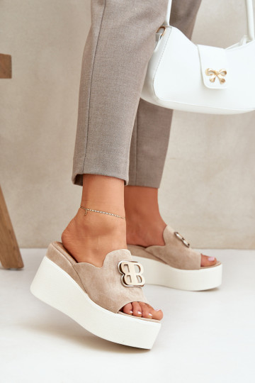 Platform And Wedge Sandals With Decoration Beige Tanonea 2