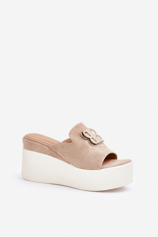 Platform And Wedge Sandals With Decoration Beige Tanonea Platform And Wedge Sandals With Decoration Beige Tanonea