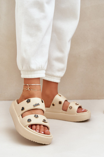 Women's Foam Slippers With Decorations Beige Ravanala 2