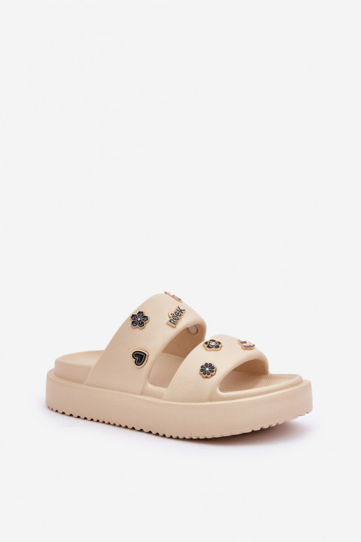 Women's Foam Slippers With Decorations Beige Ravanala Women's Foam Slippers With Decorations Beige Ravanala