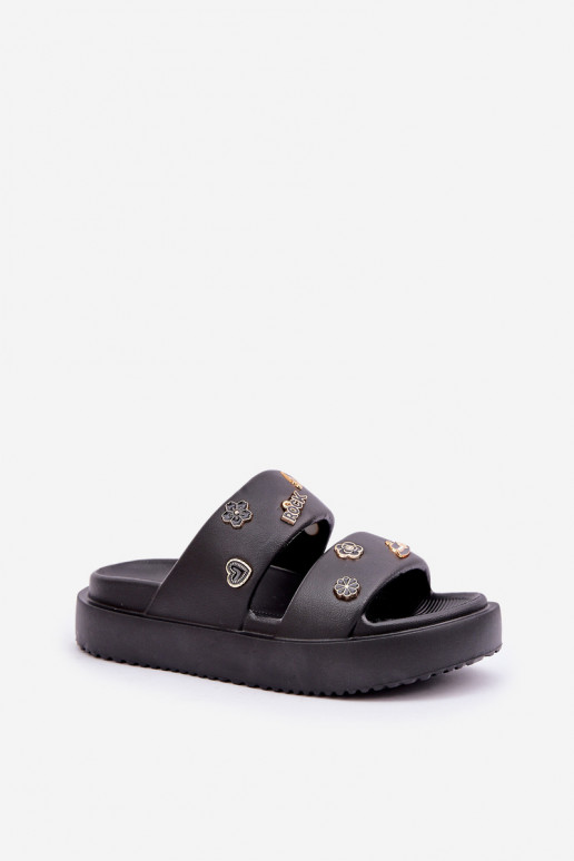 Women's Foam Slippers With Clips Black Ravanala Women's Foam Slippers With Clips Black Ravanala