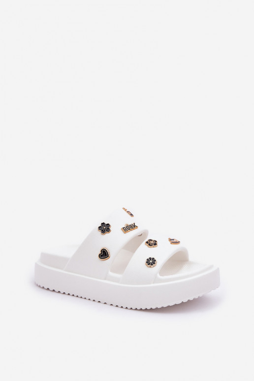 Foam Women's Slippers With Clips White Ravanala Foam Women's Slippers With Clips White Ravanala